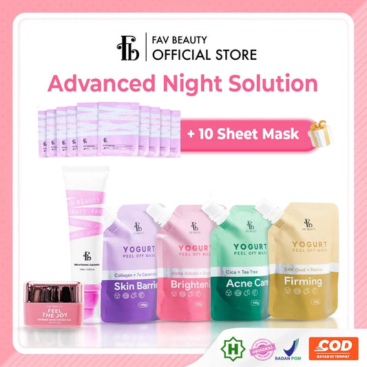 [Get Free Gift] FAV Beauty Paket Skincare Malam | Advanced Night Solution | All Variant Peel Off Mask + Cleanser + Moisturizer
