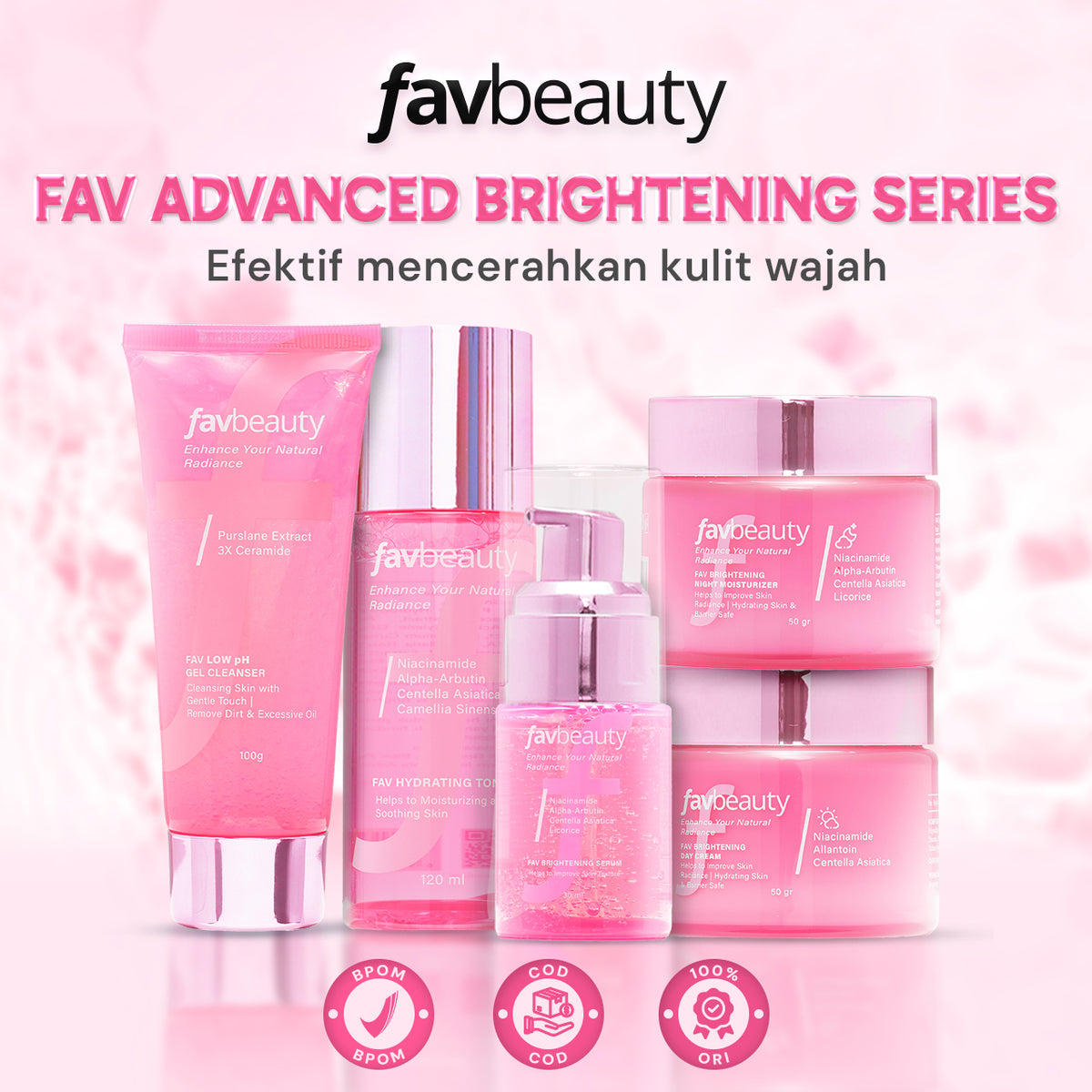 [Get Free Gift] RENEW BRIGHTENING SET Basic SKINCARE - FAV BEAUTY Advanced Brightening Complete Bundling | Cleanser Toner Serum Day Cream Night Cream Krim Niacinamide