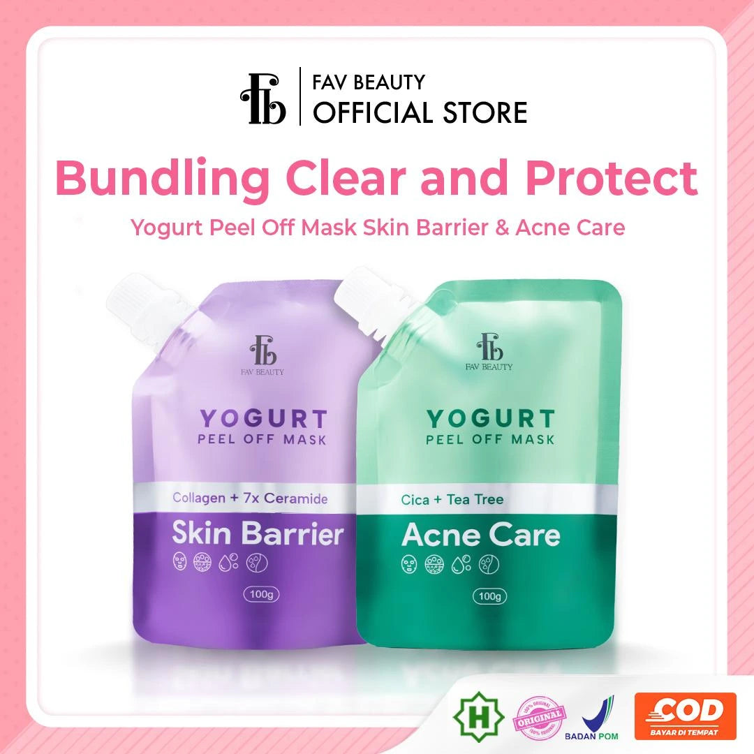 [Get Free Gift] FAV Beauty Bundling Clear and Protect | Yogurt Peel Off Mask Skin Barrier + Yogurt Peel Off Mask Acne Care